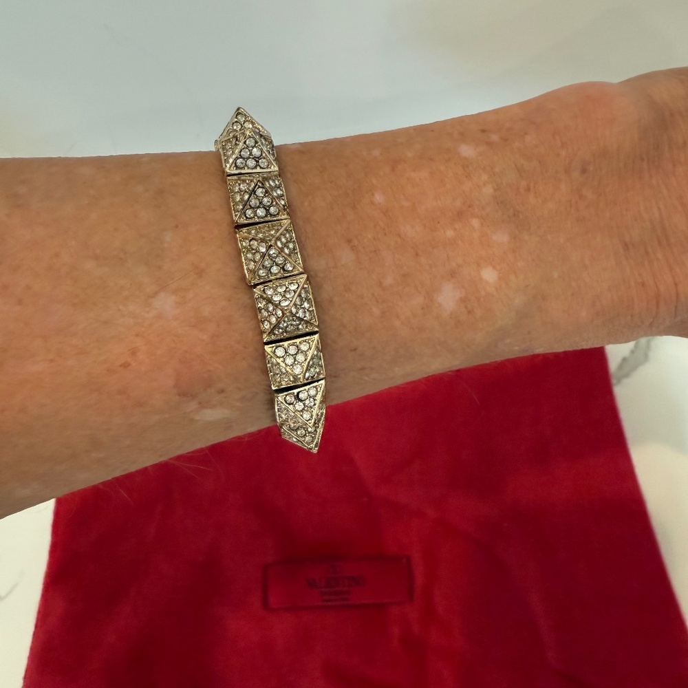 Valentino Rockstud Gold tone and Crystal Bracelet